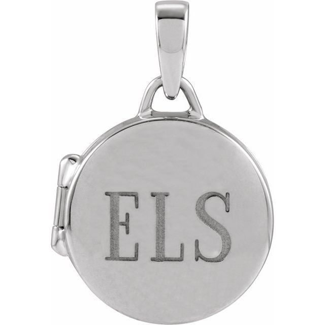 Rhodium-Plated Sterling Silver Round Locket Pendant