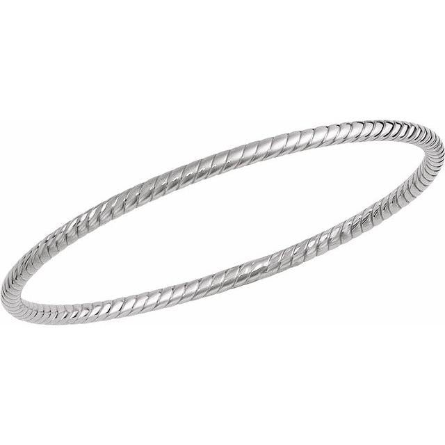 Sterling Silver 3 mm Twisted Bangle 7 1/2' Bracelet