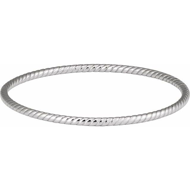 Sterling Silver 3 mm Twisted Bangle 7 1/2' Bracelet