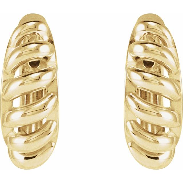 14K Yellow Rope Dome 15.3 mm Hoop Earrings