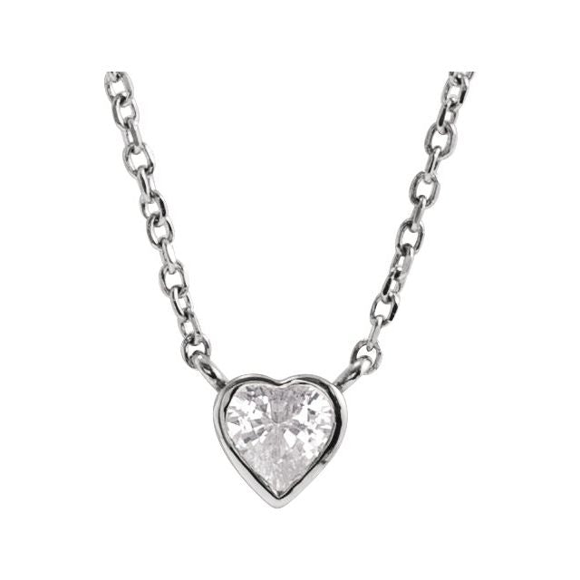 14k White Natural White Sapphire Bezel-set 16-18' Necklace