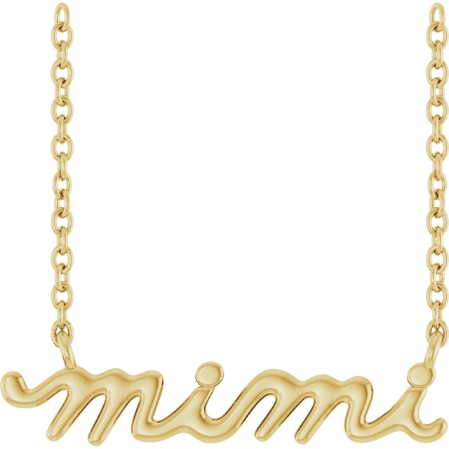 14K Yellow Mimi Lowercase Script 18' Necklace