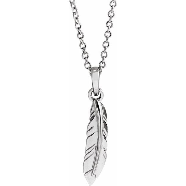 Sterling Silver Feather 16-18' Necklace