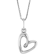 14K White Petite Heart 18' Necklace