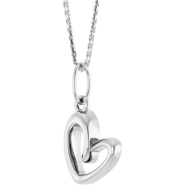 14K White Petite Heart 18' Necklace