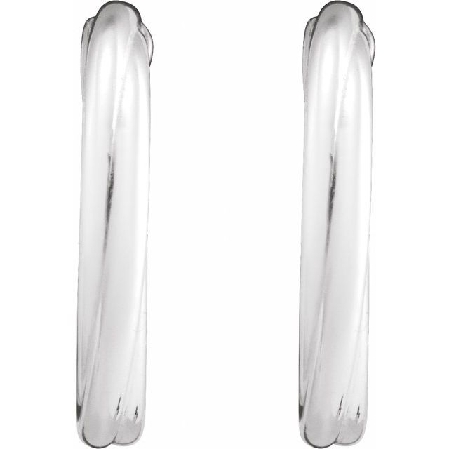 Sterling Silver Twisted Tube 15 mm Hoop Earrings
