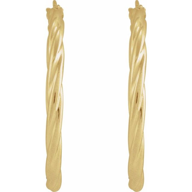 14K Yellow Twisted Tube 30 mm Hoop Earrings