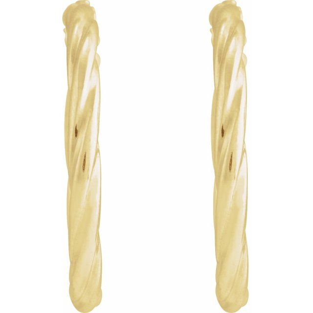 14K Yellow Twisted Tube 25 mm Hoop Earrings