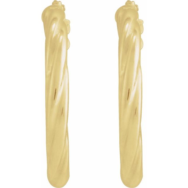 14K Yellow Twisted Tube 20 mm Hoop Earrings