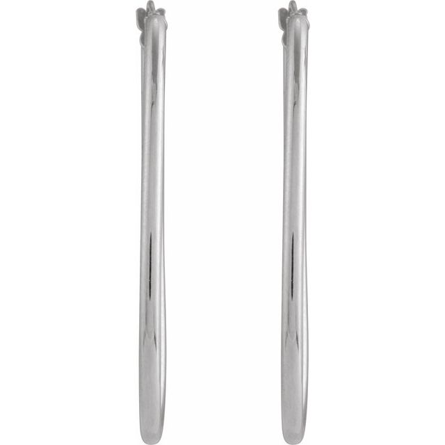 14K White Elongated Oval Tube 41.5 mm Hoop Earrings