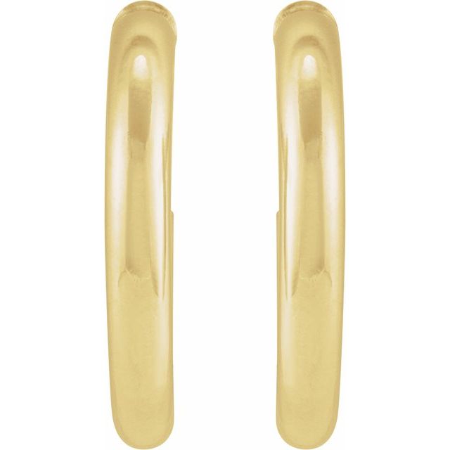 14K Yellow Tube 13 mm Hoop Earrings