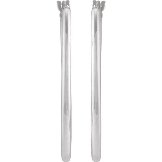 14K White Elongated Oval Tube 34.3 mm Hoop Earrings