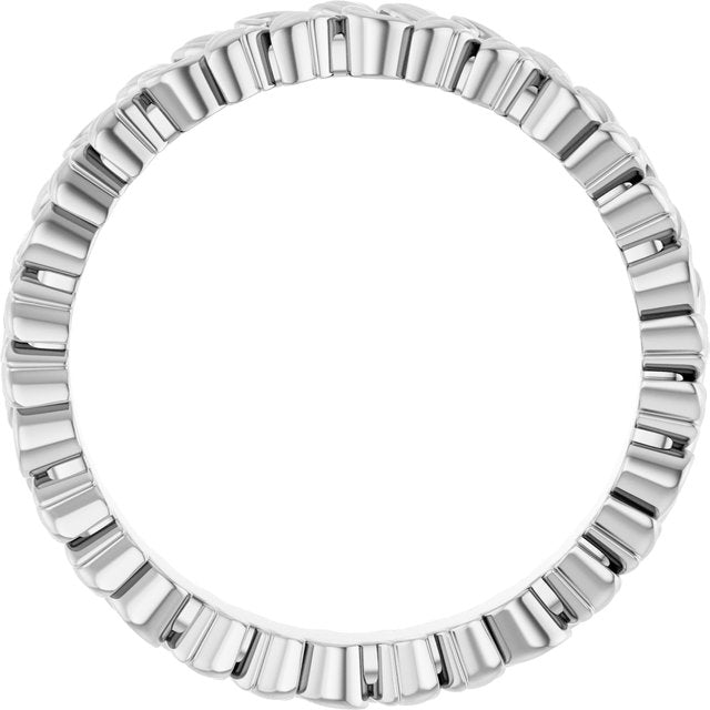 14K White 3.2 mm Floral Band Size 7