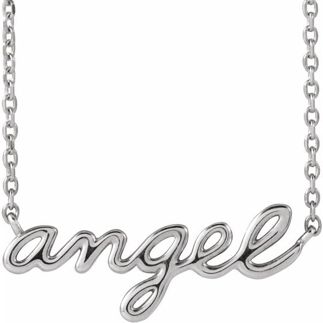 Sterling Silver Angel Script 18' Necklace