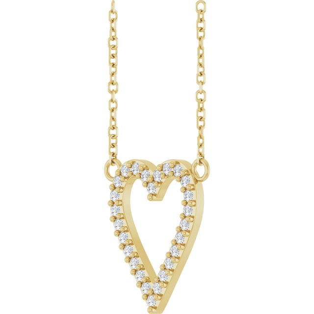 14K Yellow 1/6 CTW Natural Diamond Heart 18' Necklace