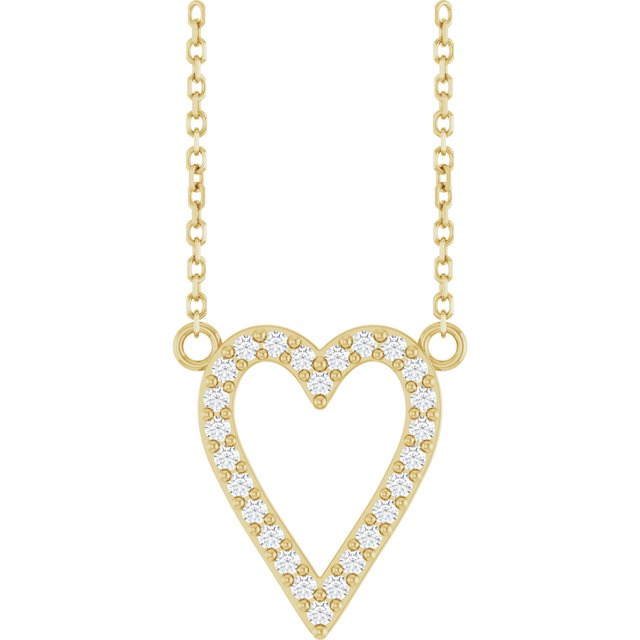 14K Yellow 1/6 CTW Natural Diamond Heart 18' Necklace