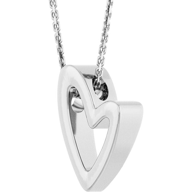 14K White Heart 18' Necklace