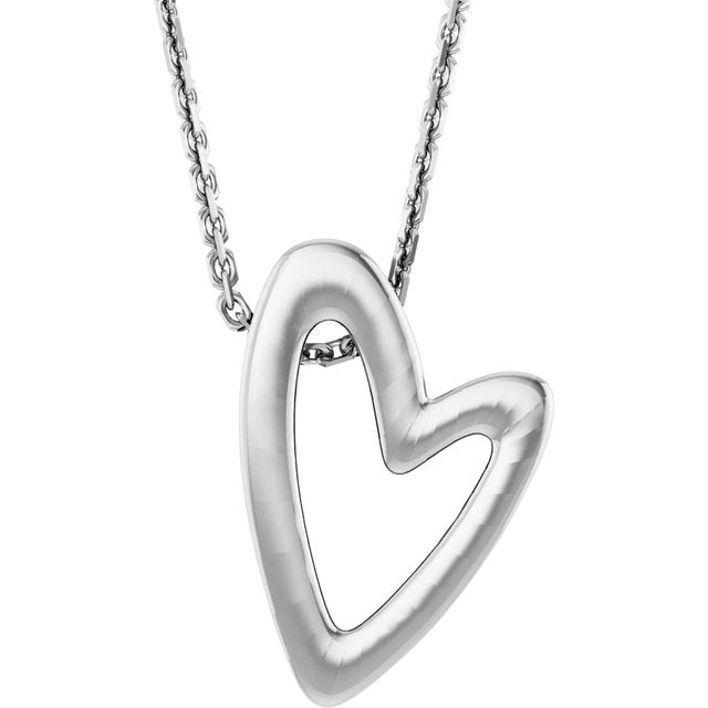 14K White Heart 18' Necklace