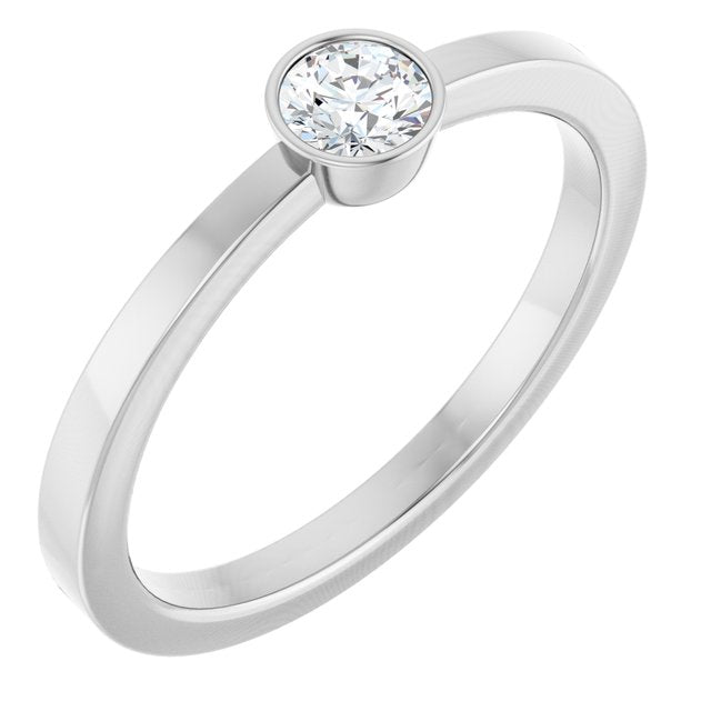 14K White 1/5 CT Natural Diamond Ring