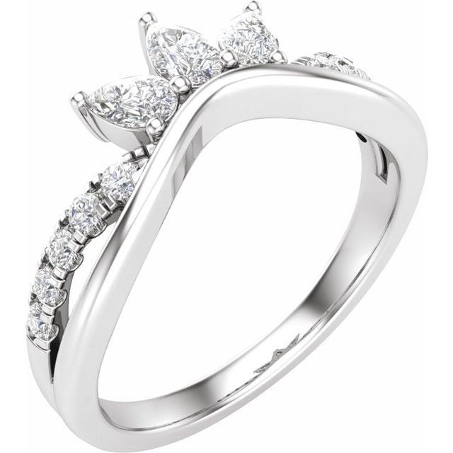 14K White 1/2 CTW Lab-Grown Diamond Contour Band