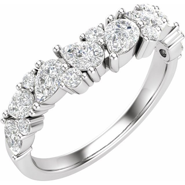 14K White 1 CTW Lab-Grown Diamond Contour Band