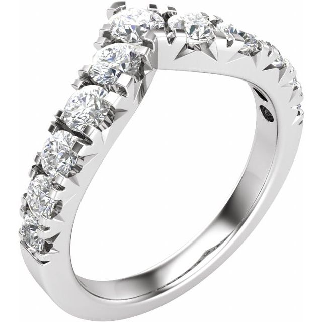 14K White 1 CTW Lab-Grown Diamond Contour Band