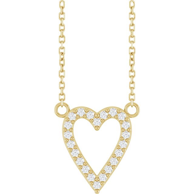 14K Yellow 1/6 CTW Natural Diamond Heart 18' Necklace