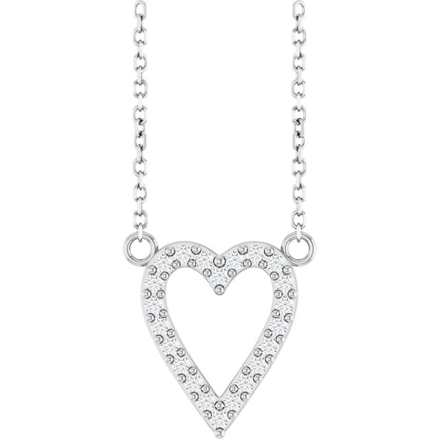 14K White 1/6 CTW Natural Diamond Heart 18' Necklace