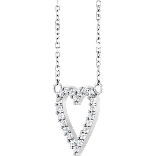 14K White 1/6 CTW Natural Diamond Heart 18' Necklace