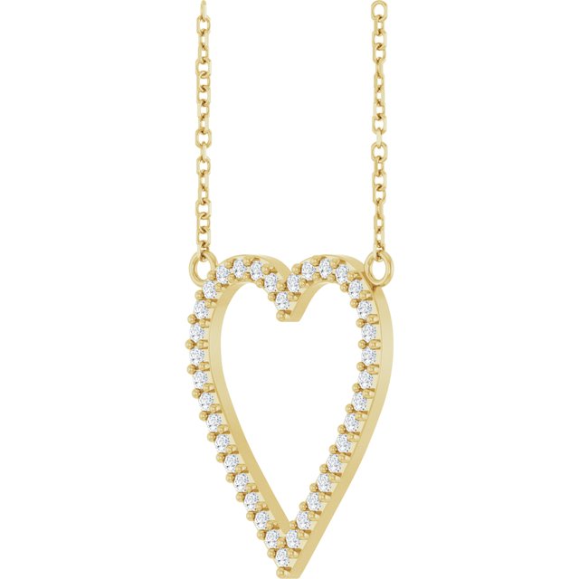 14K Yellow 1/4 CTW Natural Diamond Heart 18' Necklace