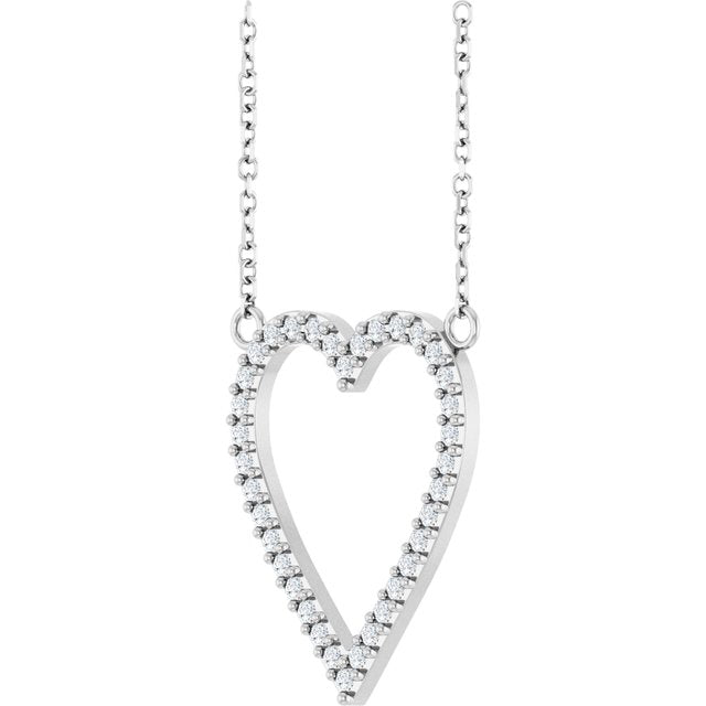 14K White 1/4 CTW Natural Diamond Heart 18' Necklace