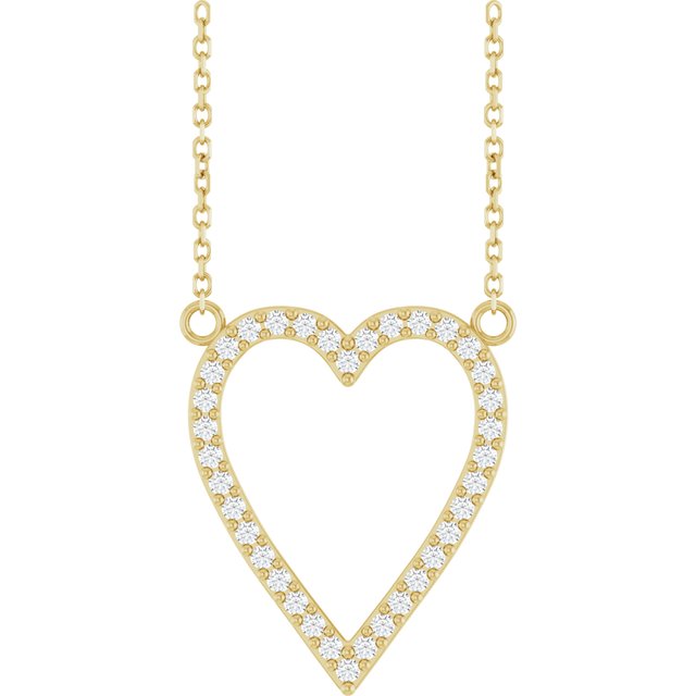 14K Yellow 1/4 CTW Natural Diamond Heart 18' Necklace