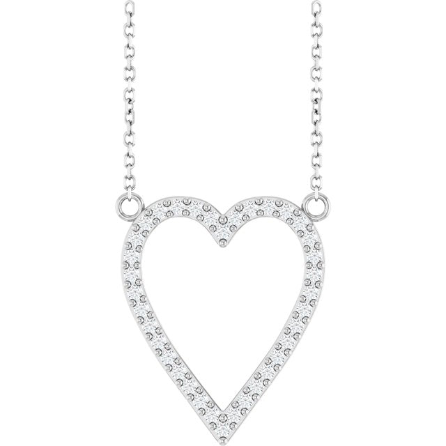 14K White 1/4 CTW Natural Diamond Heart 18' Necklace