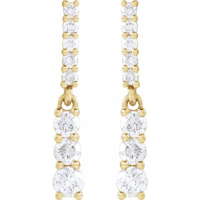 14k Yellow 1/4 Ctw Natural Diamond Dangle Earrings