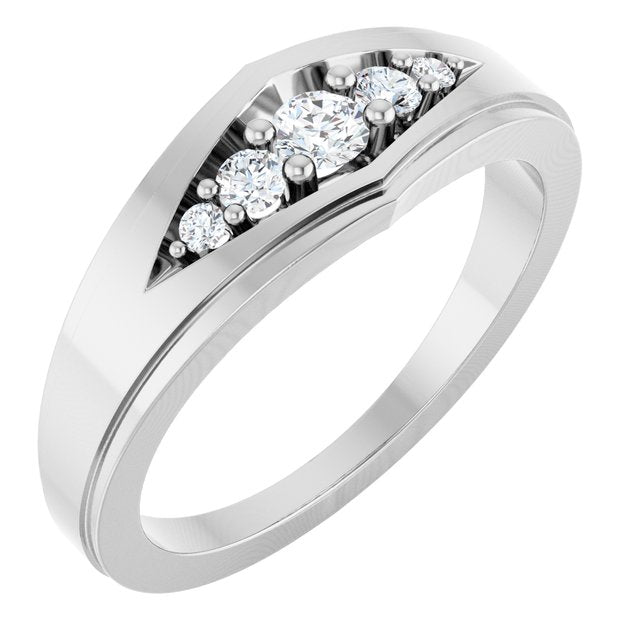 14K White 1/5 CTW Natural Diamond 5-Stone Band