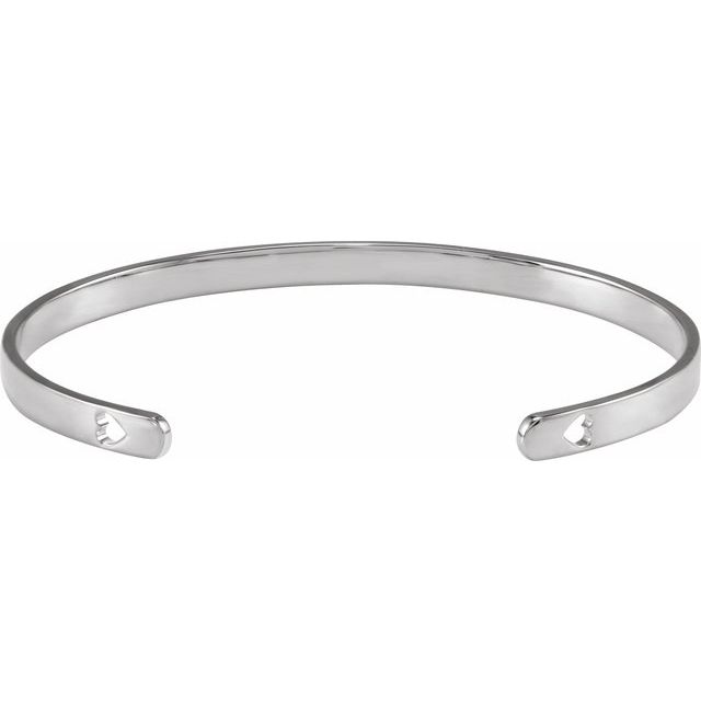 Sterling Silver Engravable Heart Pierced Cuff 7' Bracelet