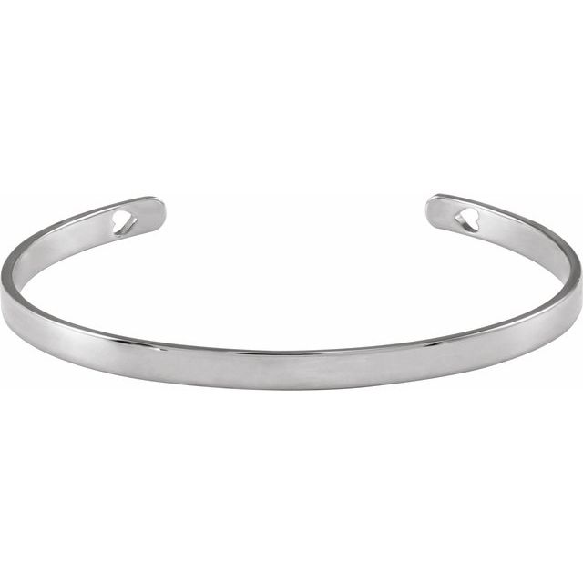 Sterling Silver Engravable Heart Pierced Cuff 7' Bracelet