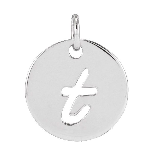 Sterling Silver Script Initial T Pendant
