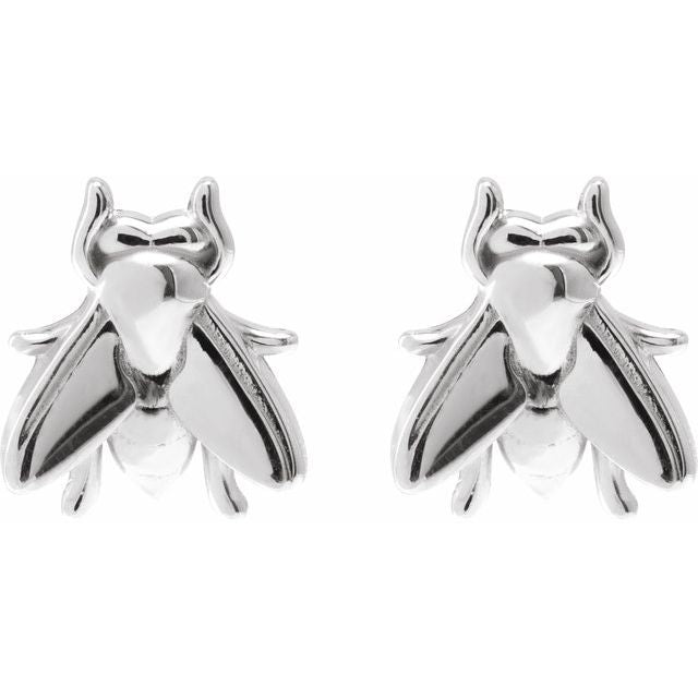 14K White Fly Earrings