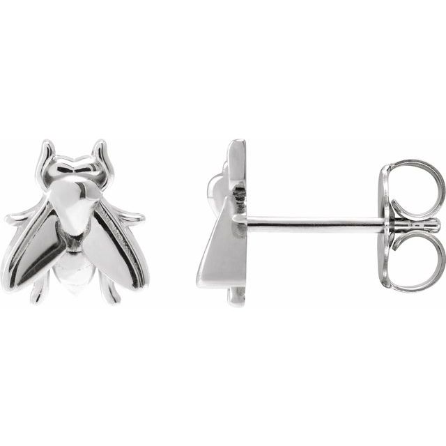 14K White Fly Earrings