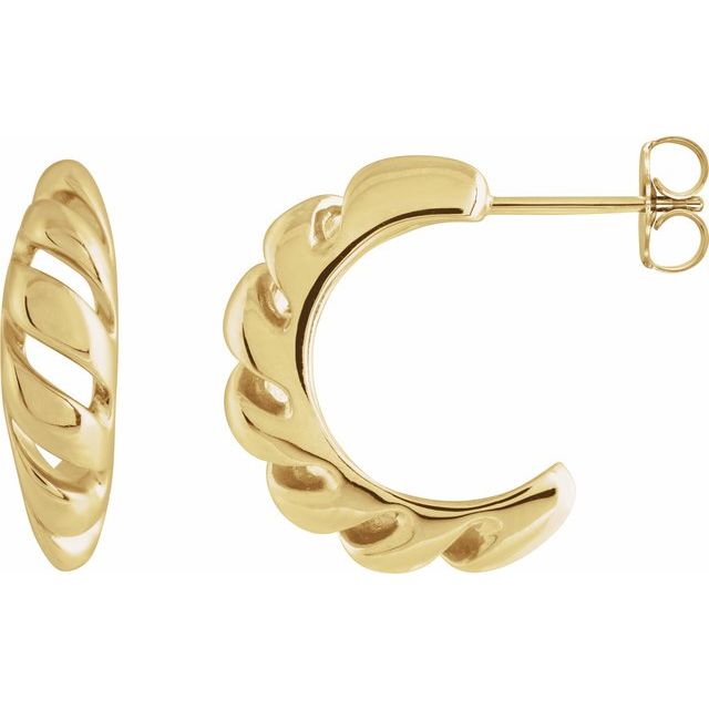 14K Yellow Right Rope 18.9 mm Hoop Earring