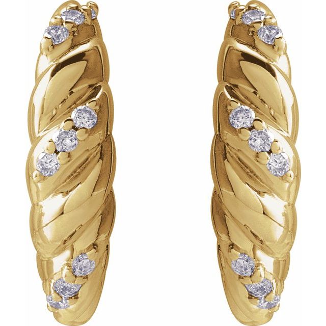 14K Yellow .07 CTW Natural Diamond 14 mm Hoop Earrings