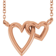 14K Rose Interlocking Hearts 18' Necklace
