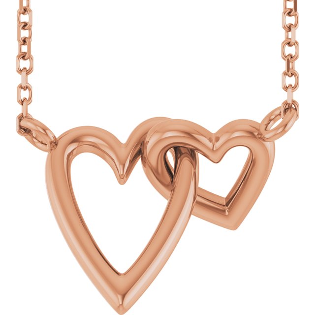 14K Rose Interlocking Hearts 18' Necklace