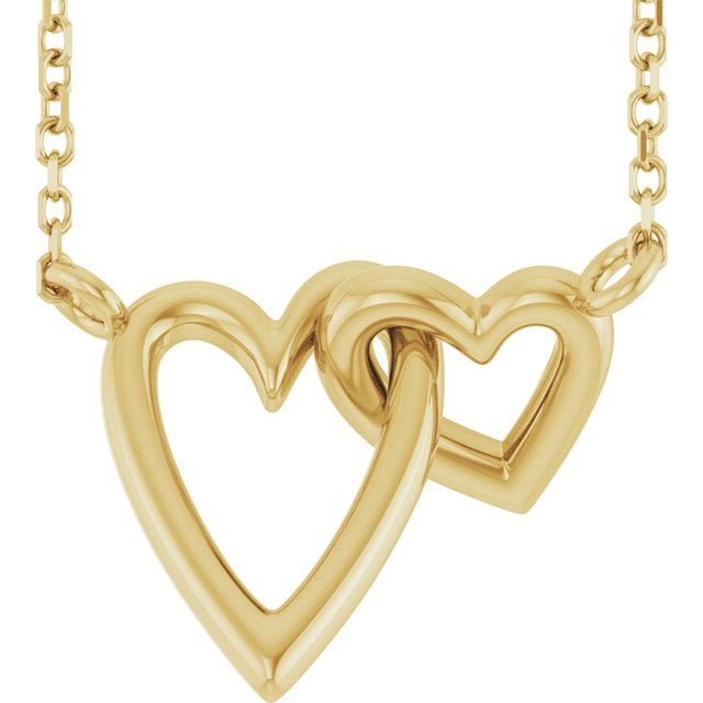 14K Yellow Interlocking Hearts 18' Necklace