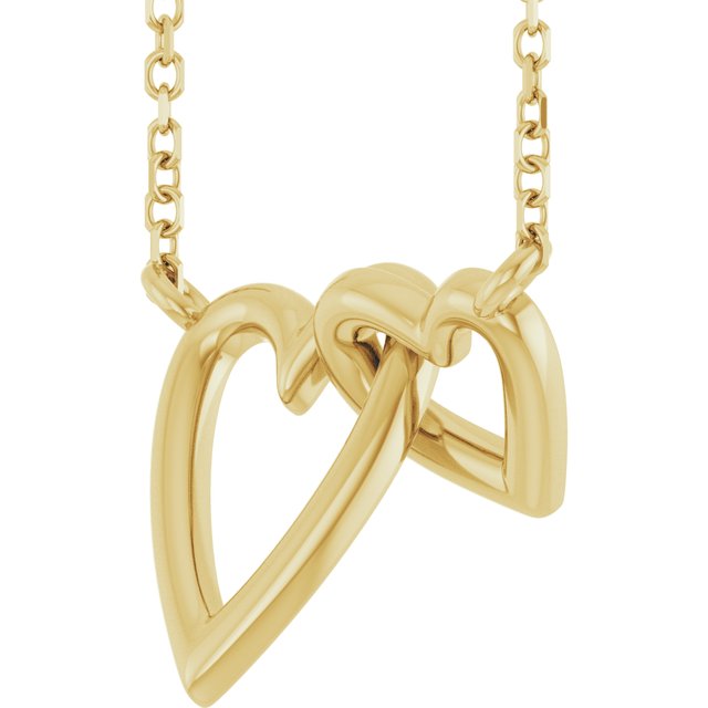 14K Yellow Interlocking Hearts 18' Necklace