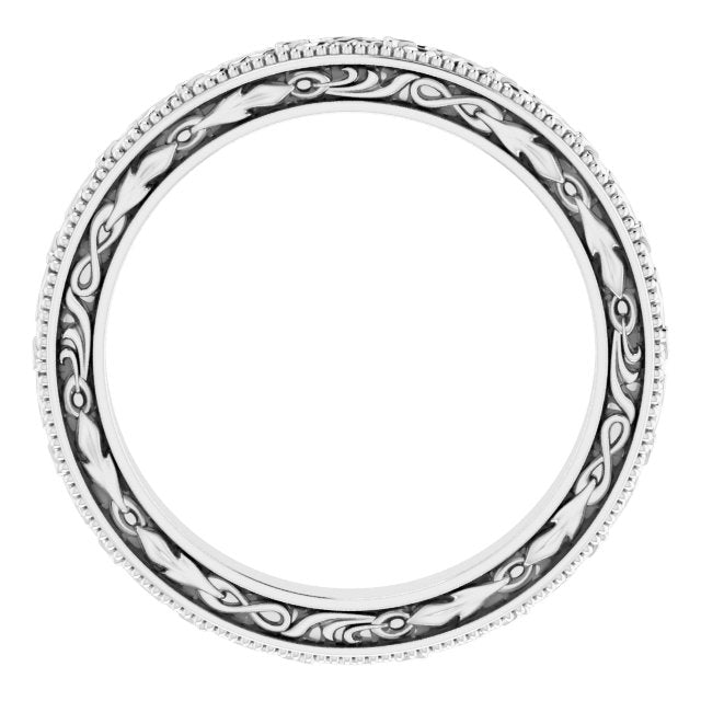 14K White Sculptural Band Size 7.5