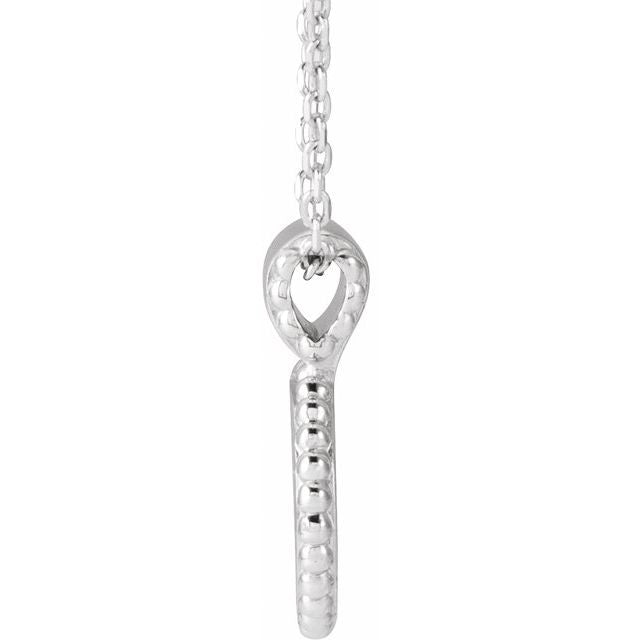 Sterling Silver Engravable Beaded Disc 16-18' Necklace