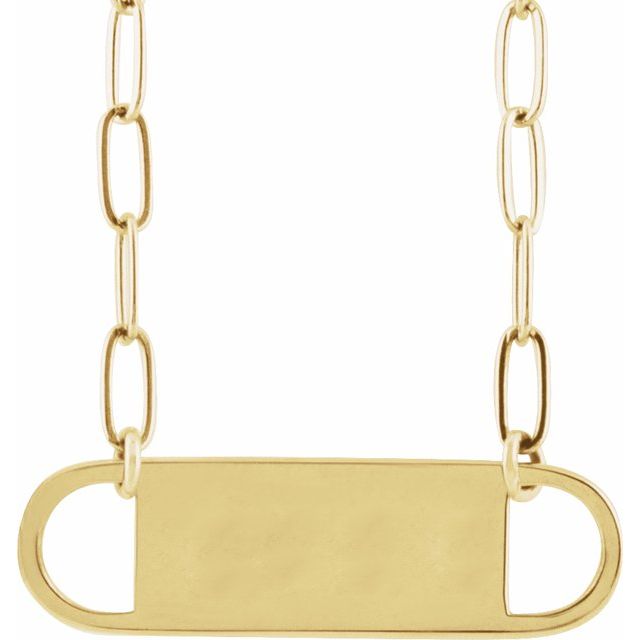 14K Yellow Engravable Bar 18' Necklace