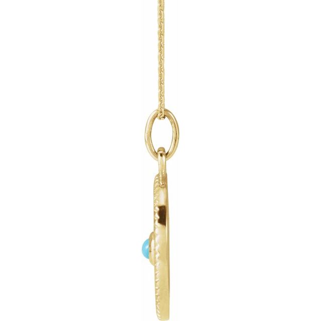 14K Yellow Natural Turquoise Spiritual 18' Necklace